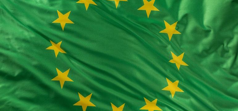 Drapeau Union européenne sur fond vert
