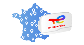 Une carte de France avec un télébadge TotalEnergies